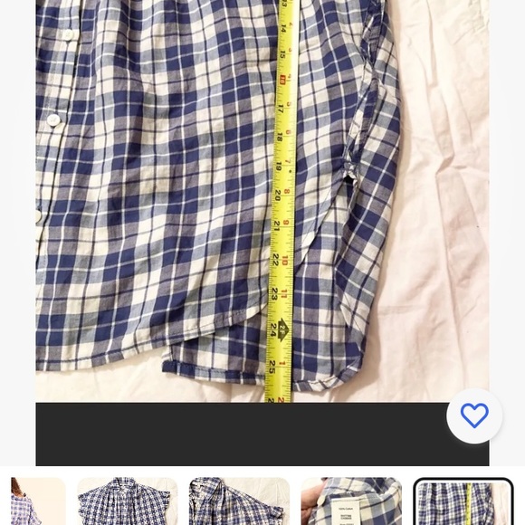 Madewell extra small open back blue and white checkered blouse Small - Picture 5 of 6